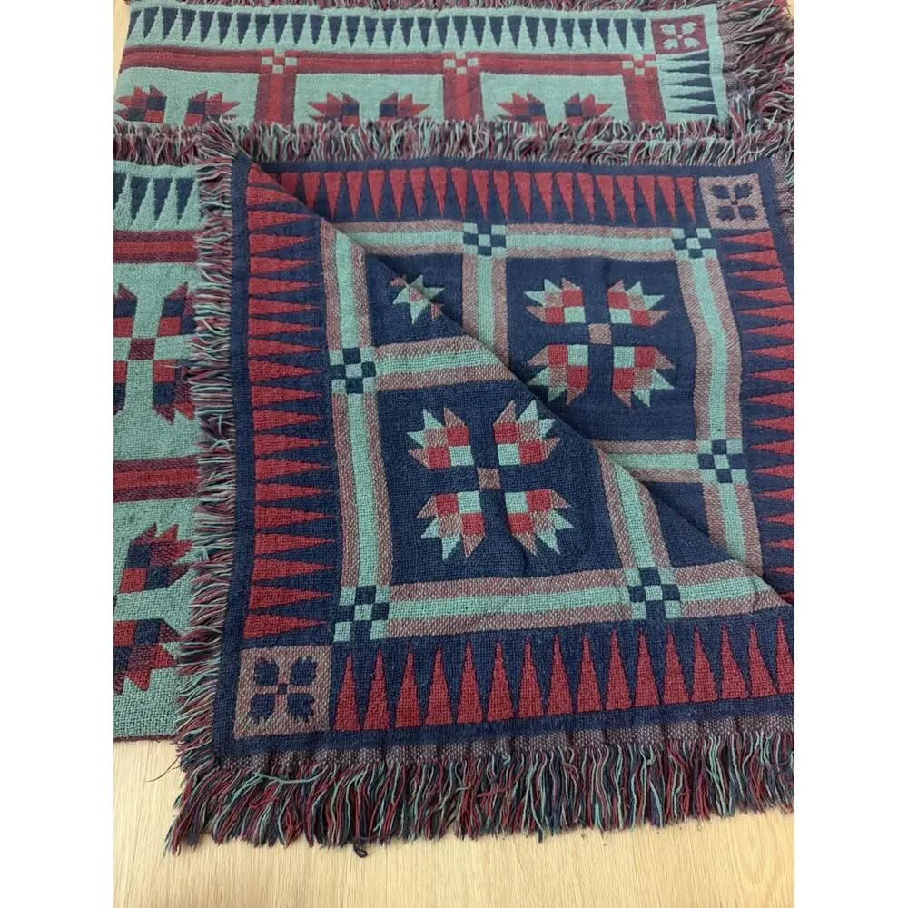 Vintage Southwestern Set Of Two Native American Style Blankets Throw